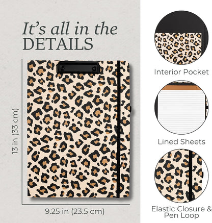 Steel Mill & Co Cute Clipboard Folio with Refillable Lined Notepad and Interior Storage Pocket, Floral Padfolio for Work, Garden Blooms Cream