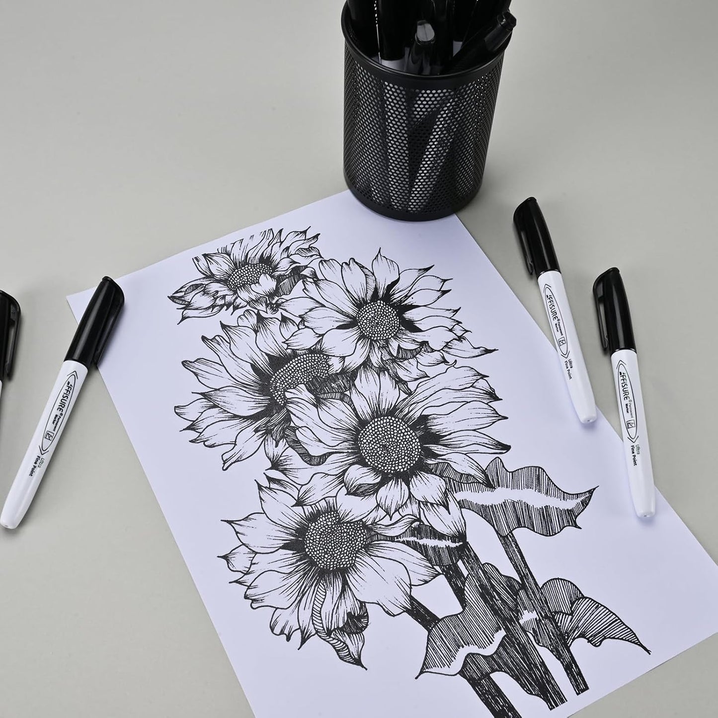 Permanent Markers, Ultra Fine Point, Black, 150 Count, 0.4mm, Fine tip permanent marker set, quick dry, waterproof, fading resists, durable, marks on paper, glass, ceramic, plastic, wood, rock, metal