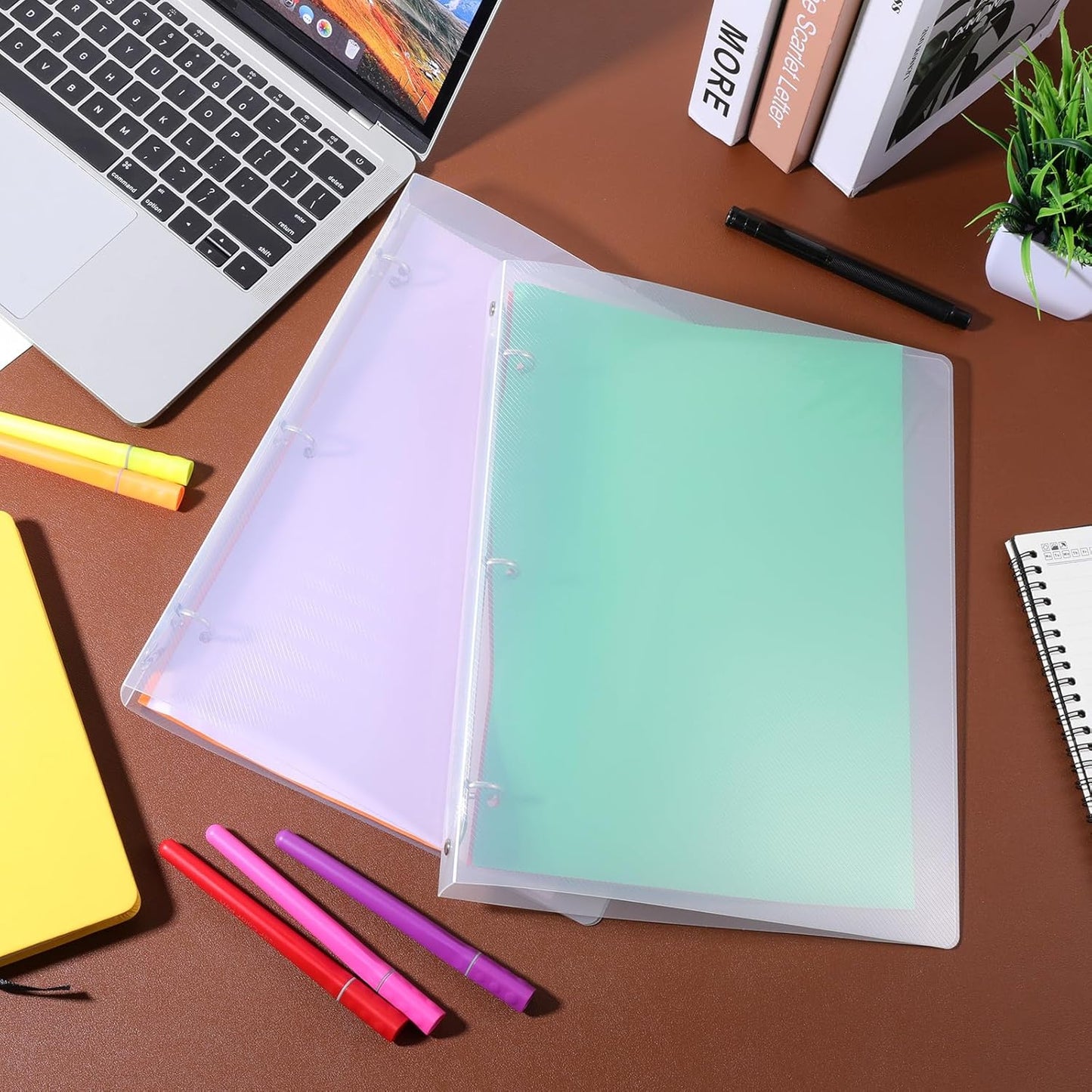 6 Pack Plastic 3 Ring Binder, Flexible Round Ring Presentation Binders, Refillable Binder, 3 Rings Binders with Clear Cover(O-Ring,1 Inch), Can Hold 120 Sheets of A4 Paper