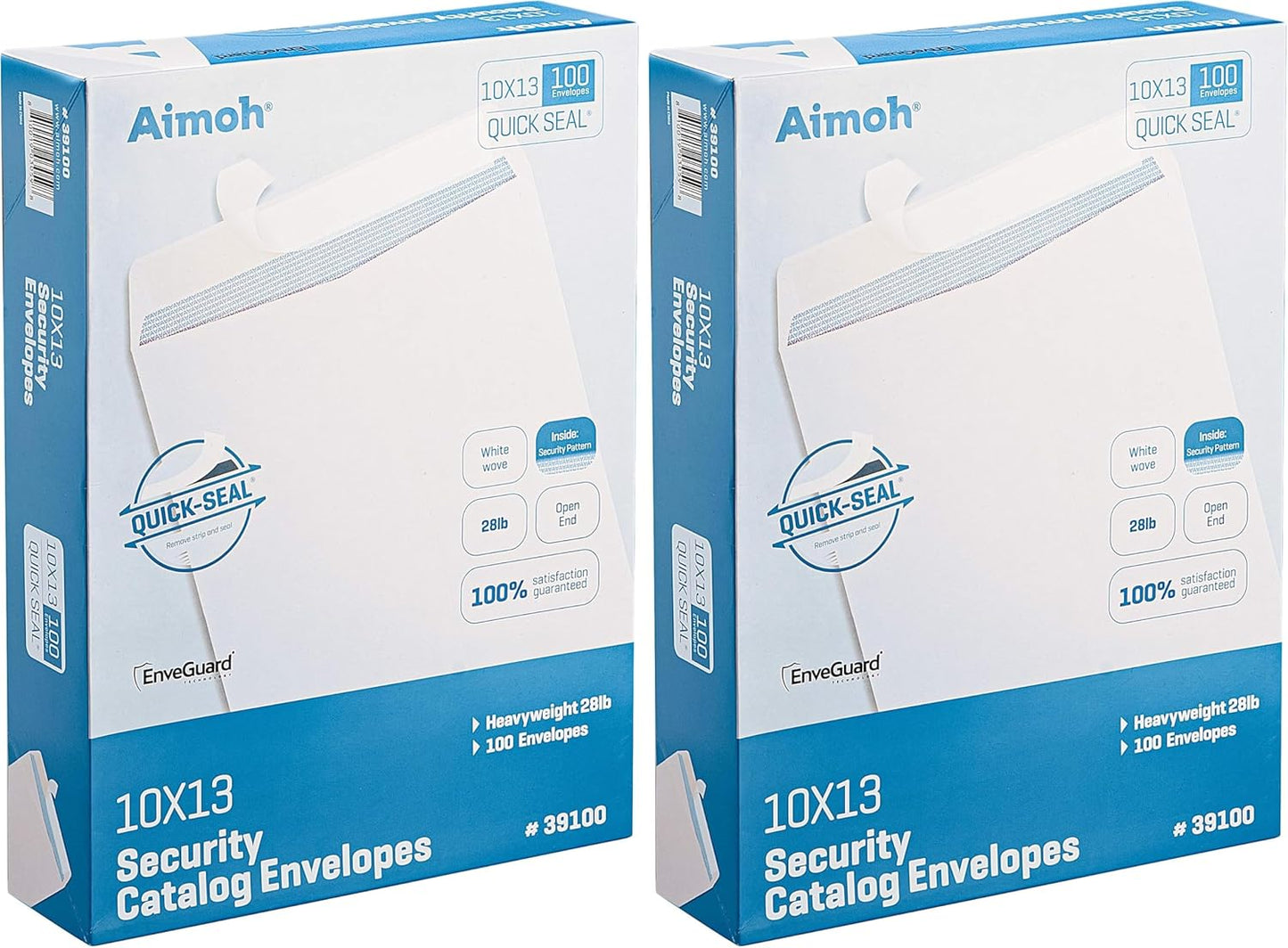 Aimoh 100 10 x 13 Self-Seal Security White Catalog Envelopes - 28lb, 100 Count, Security Tinted, Ultra Strong Quick-Seal, 10x13 inch (39100)