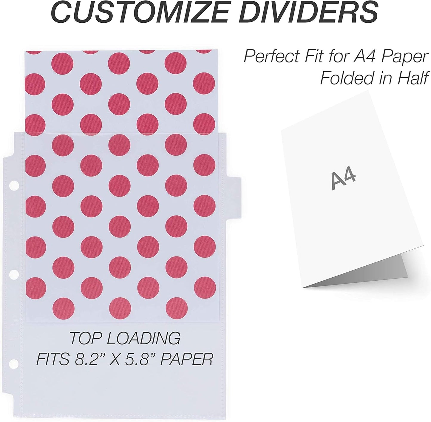 Samsill 8 Tab Recipe Dividers, Recipe Sleeves, Sheet Protector Dividers, with Tab Inserts, Clear, Super Heavyweight, Top Loading, 3 Hole Punched for Standard Letter Size Binders, Archival Safe