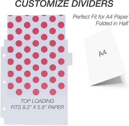 Samsill 8 Tab Recipe Dividers, Recipe Sleeves, Sheet Protector Dividers, with Tab Inserts, Clear, Super Heavyweight, Top Loading, 3 Hole Punched for Standard Letter Size Binders, Archival Safe