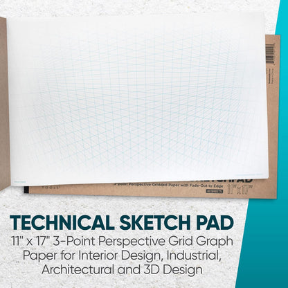 Koala Tools | Drawing Perspective (1 and 2-Point) Large Sketch Pad (1 Point - 9 x 12)