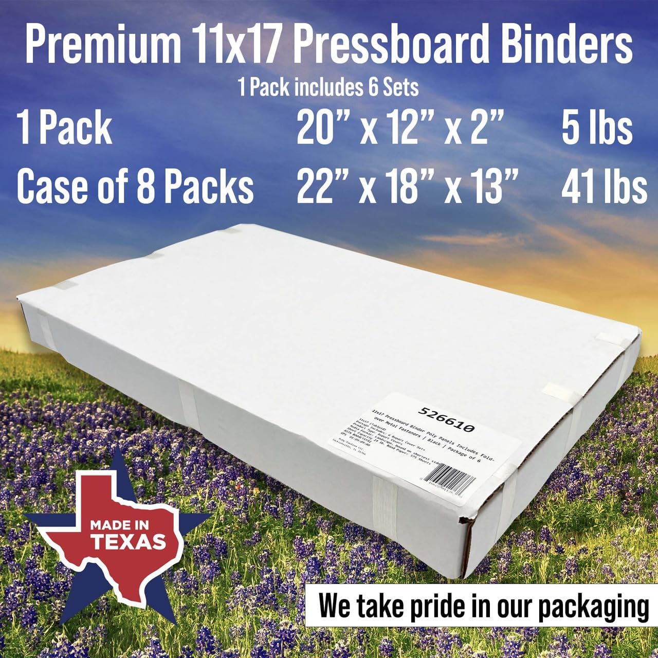 11x17 Report Cover Pressboard Binder Poly Panels Includes Fold-Over Metal Fasteners Blue Package of 6