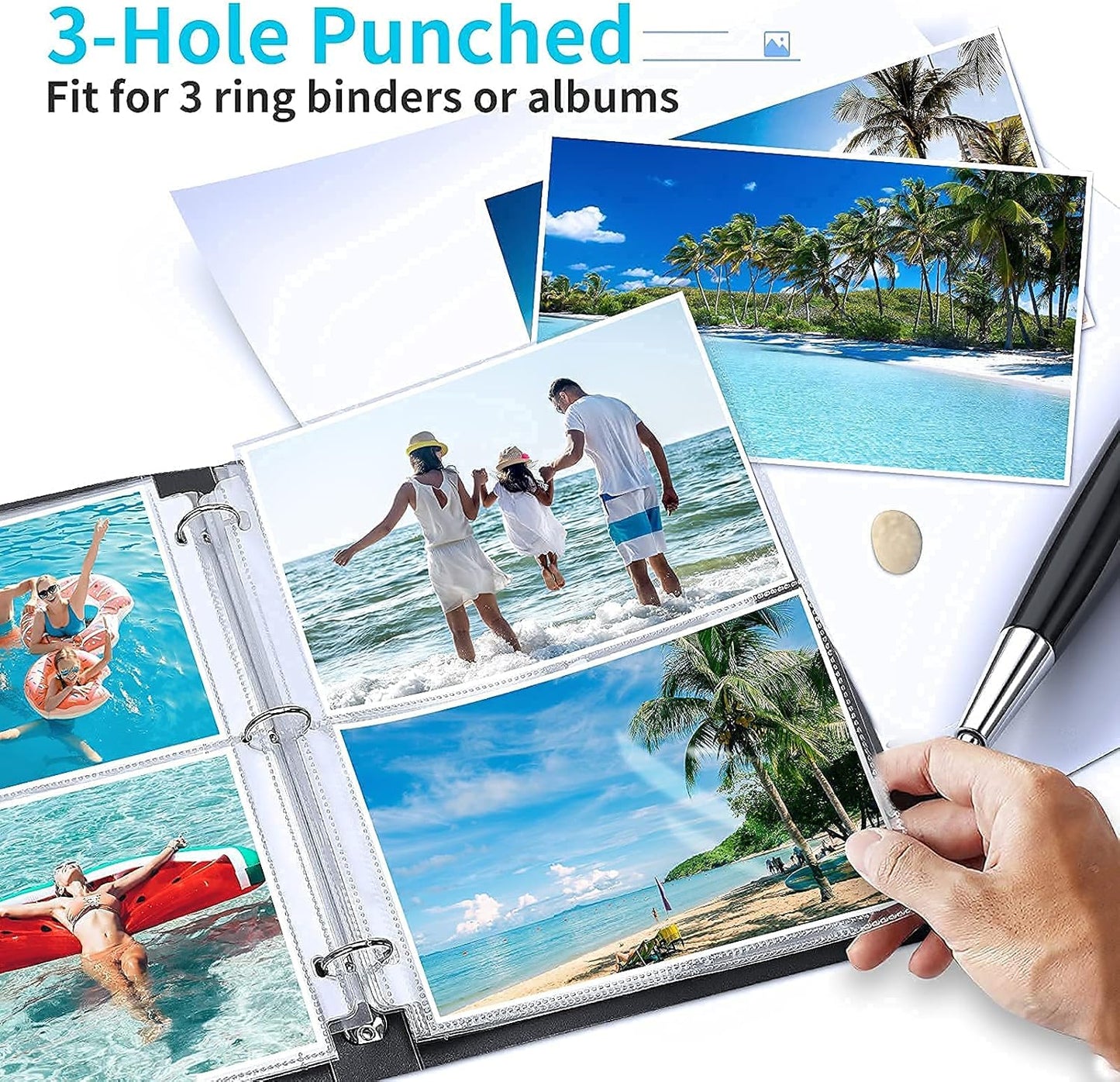 Fabmaker 30 Pack Photo Sleeves for 3 Ring Binder - (4x6, for 180 Photos), Archival Page Protectors, Clear Plastic Refill Pages, Postcard Sleeves, Acid-Free