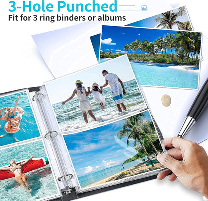 Fabmaker 30 Pack Photo Sleeves for 3 Ring Binder - (4x6, for 180 Photos), Archival Page Protectors, Clear Plastic Refill Pages, Postcard Sleeves, Acid-Free