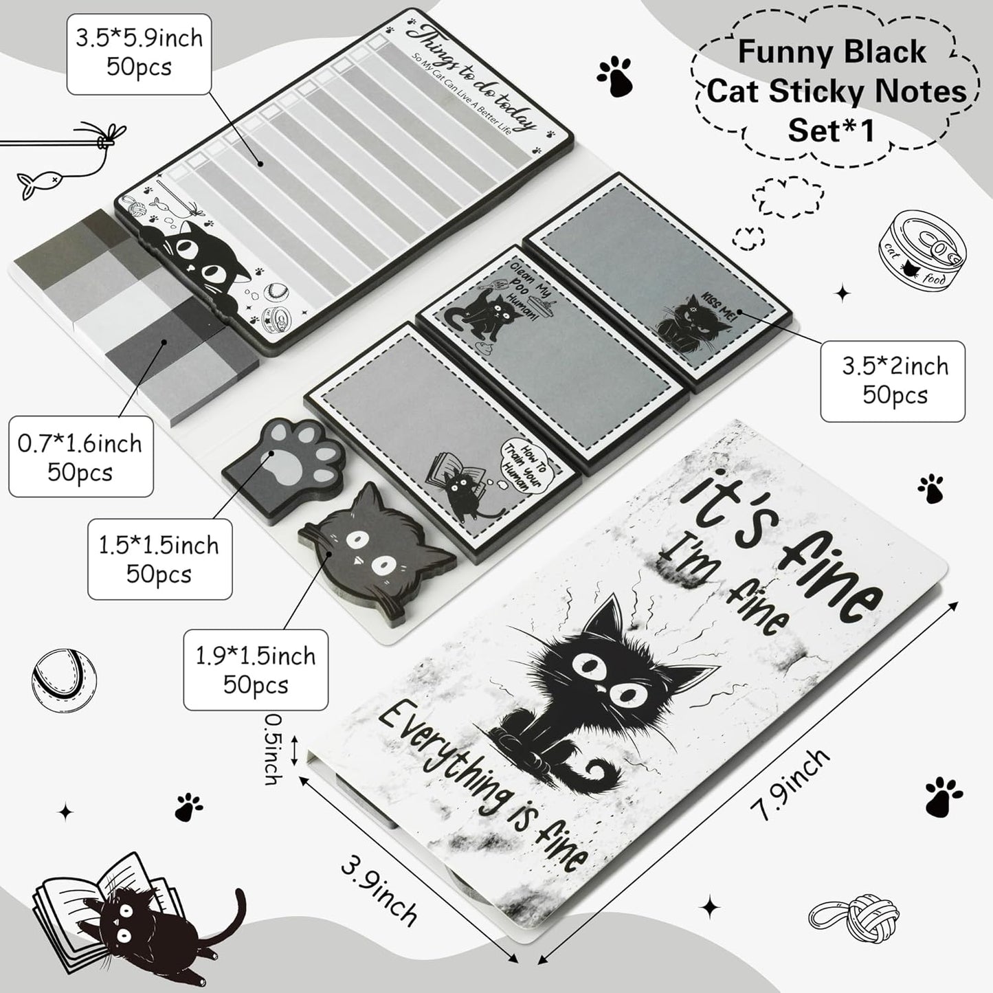 B1ykin Cute Sticky Notes Set - Stay Alive Skeleton Shaped Self-Stick Notes Pad, 550 Sheets Writing Memo Pages Sticky Notepad for Teacher Appreciation Gifts, School Office Supplies (Funny Skeleton) - Colors A