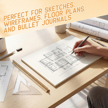 Eaasty 4 Pack Dot Grid Notepads 11 x 17 Inch Large Dotted Memo Pads with Thick Paper for Sketching Journaling Planning
