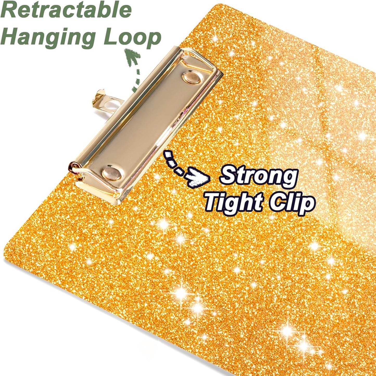 Rimilak Acrylic Glitter Clipboards, Sparkly Board with Low Profile Gold Clip, Designed for Classroom School and Office Use, A4 Letter Size 9 x 12.5 in, Pink