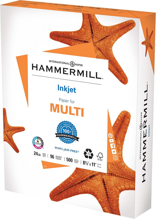 Hammermill Printer Paper, Premium Inkjet & Laser Paper 24 Lb, 8.5 x 11-5 Ream (2,500 Sheets) - 97 Bright, Made in the USA, 166140C