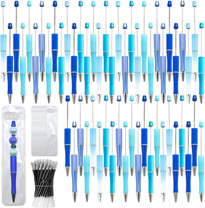 150 Pieces DIY Beadable Pen Kit – 50 Plastic Ballpoint Pens with Refills & Bags, Beads Not Included – School Supplies, Office Accessories & Craft Gifts for Students & Teachers (Multicolor)