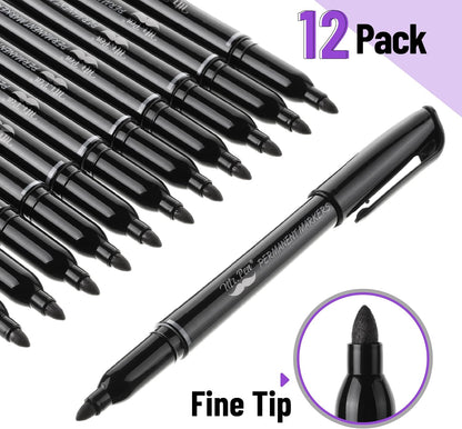Mr. Pen- Permanent Markers, 12 Pack, Black, Fine Tip, Black Markers, Fine Tip Markers