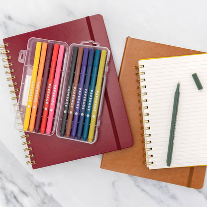 PAPERAGE Felt Tip Fine Point Pens (0.4mm), 12 Pack, Pens For Journaling, Notebooks, Planners, Calendars & Drawing, Great for School, Office, & Home (Black Ink)