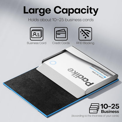 Padike Business Card Holder/ Case Professional PU Leather & Stainless Steel Multi Wallet Credit Card ID Case/Holder for Men & Women. (Black)