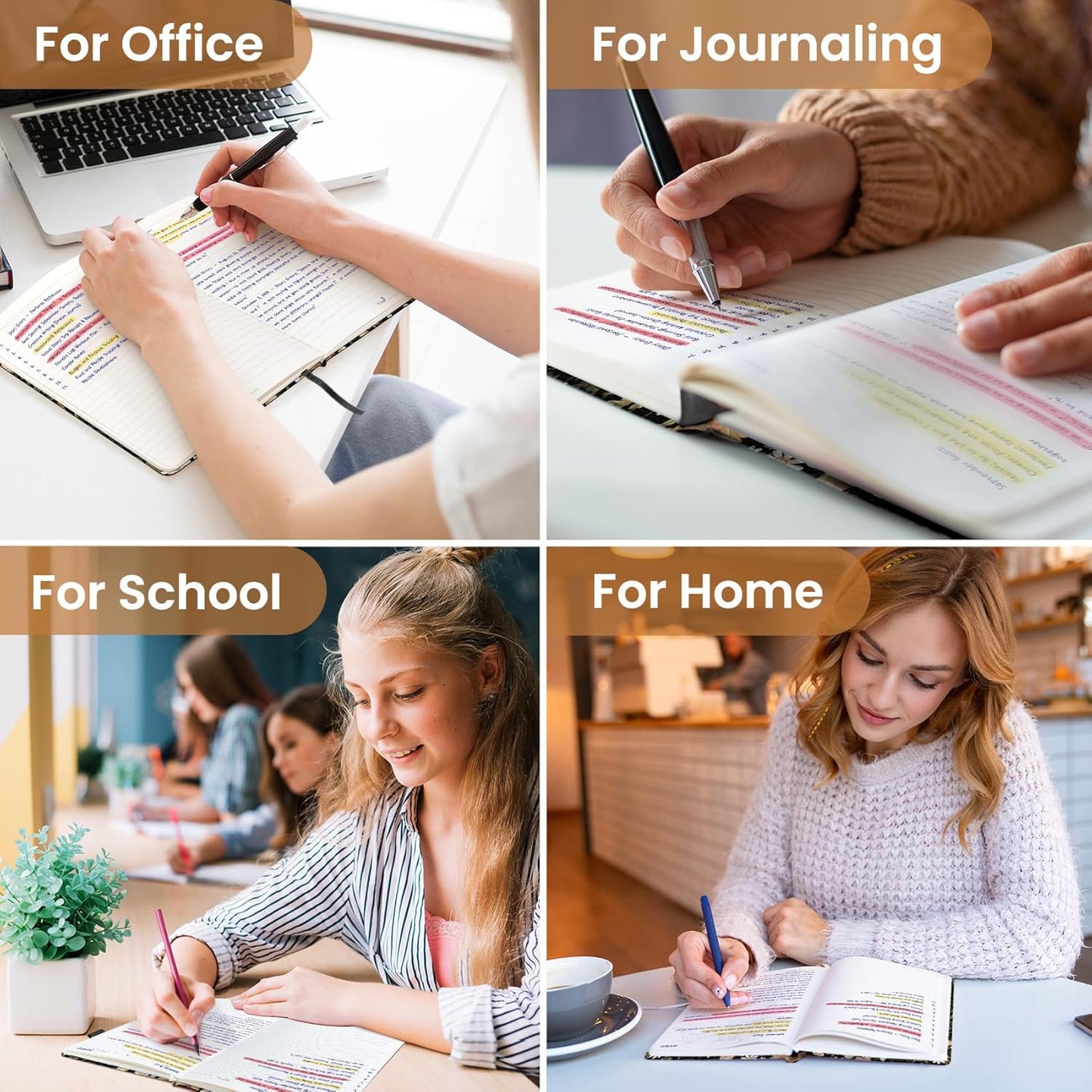 Taja Pretty Lined Journal for Women, Aesthetic Cute Hardcover Leather Journal for Writing, A5 College Ruled Notebook for Work & Note Taking, Perfect for Office School Home, 160 Pages, Meadow Flowers