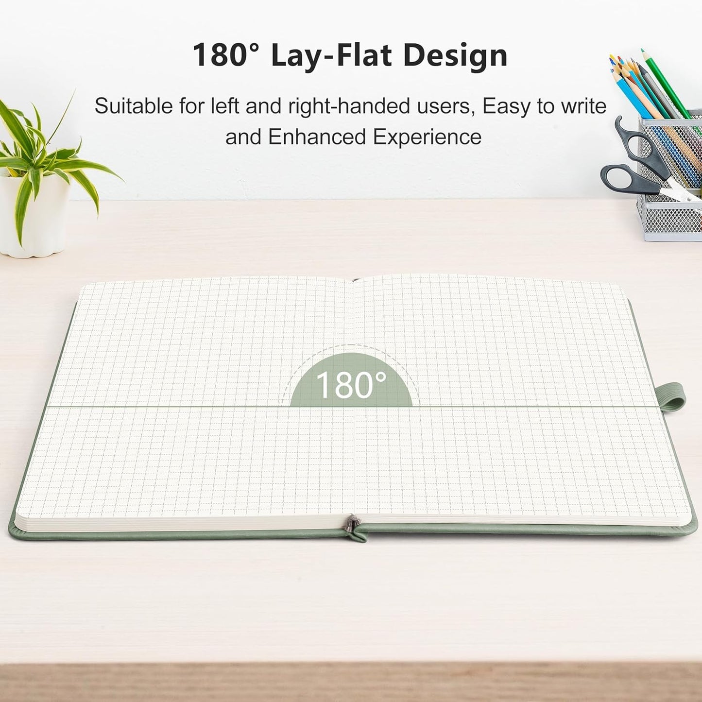 RETTACY Graph Grid Paper Notebook, 192 Pages, A5 Medium Size (5.7'' x 8.3''), 5 Squares per Inch, Leather Hardcover, 100 GSM Thick Paper, for School, Students, Math, Engineering (Brown)