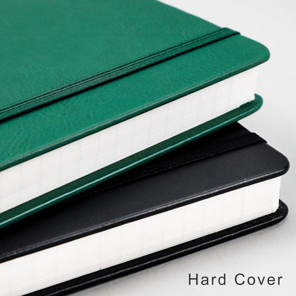 EMSHOI A4 College Ruled Notebook, Large 8.3" x 11.7", 192 Pages 100GSM Ink-Proof Faux Leather Hardcover Lay-Flat Lined Journal for Office School Work Writing, Black