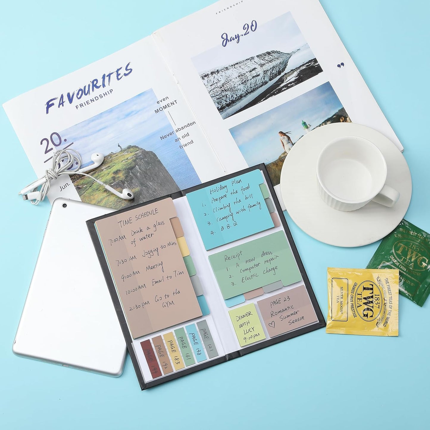 Mr. Pen- Sticky Notes Set, 410 Pack, Ruled, Dotted & Blank Notes with 150 Index Tabs, Divider Sticky Pads for Bible Study, Office, School, Planning, Journaling & Organization