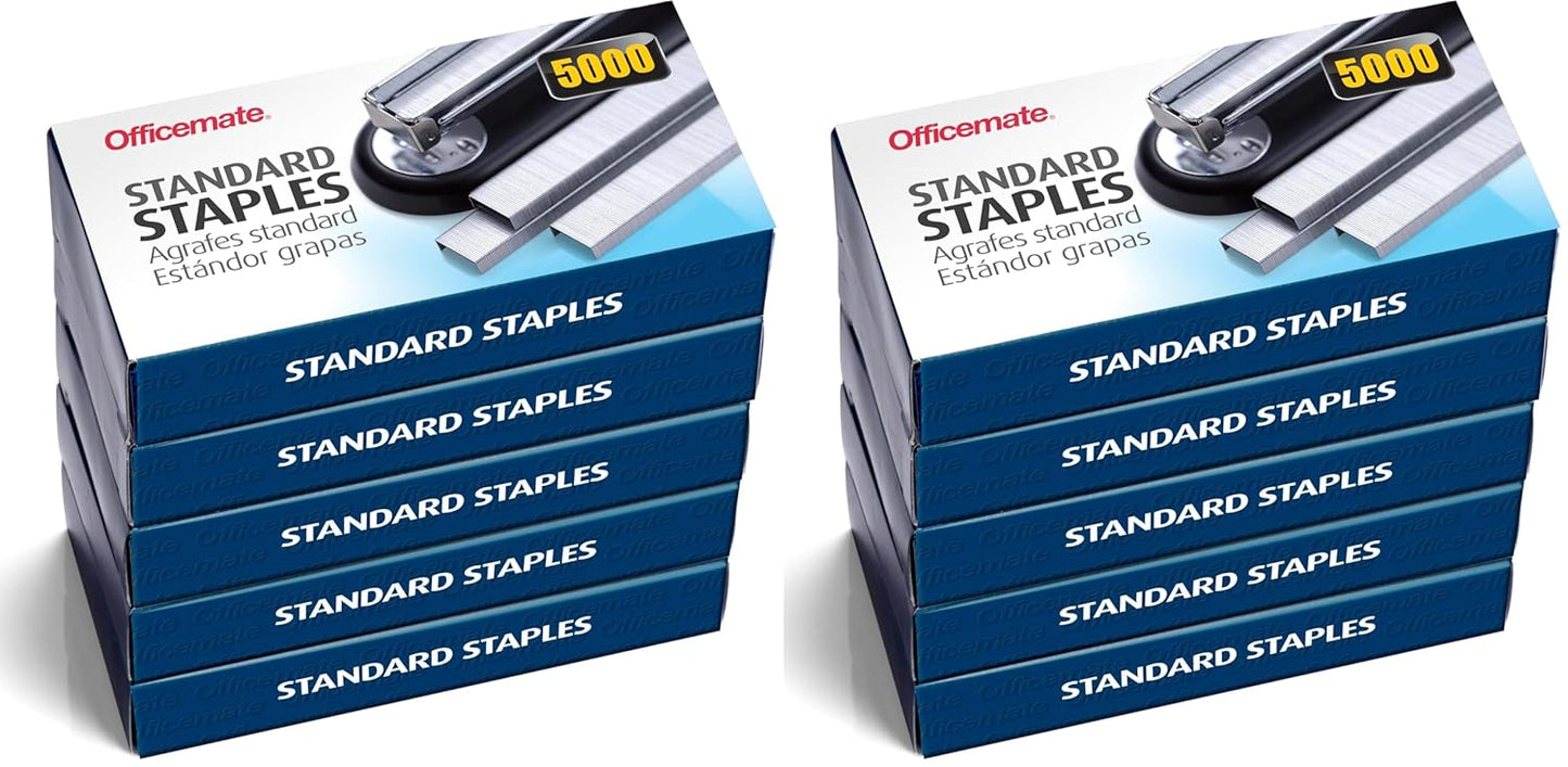 Officemate Standard Staples, 5 Boxes General Purpose Staple, 5000 Staples/Box (91925)