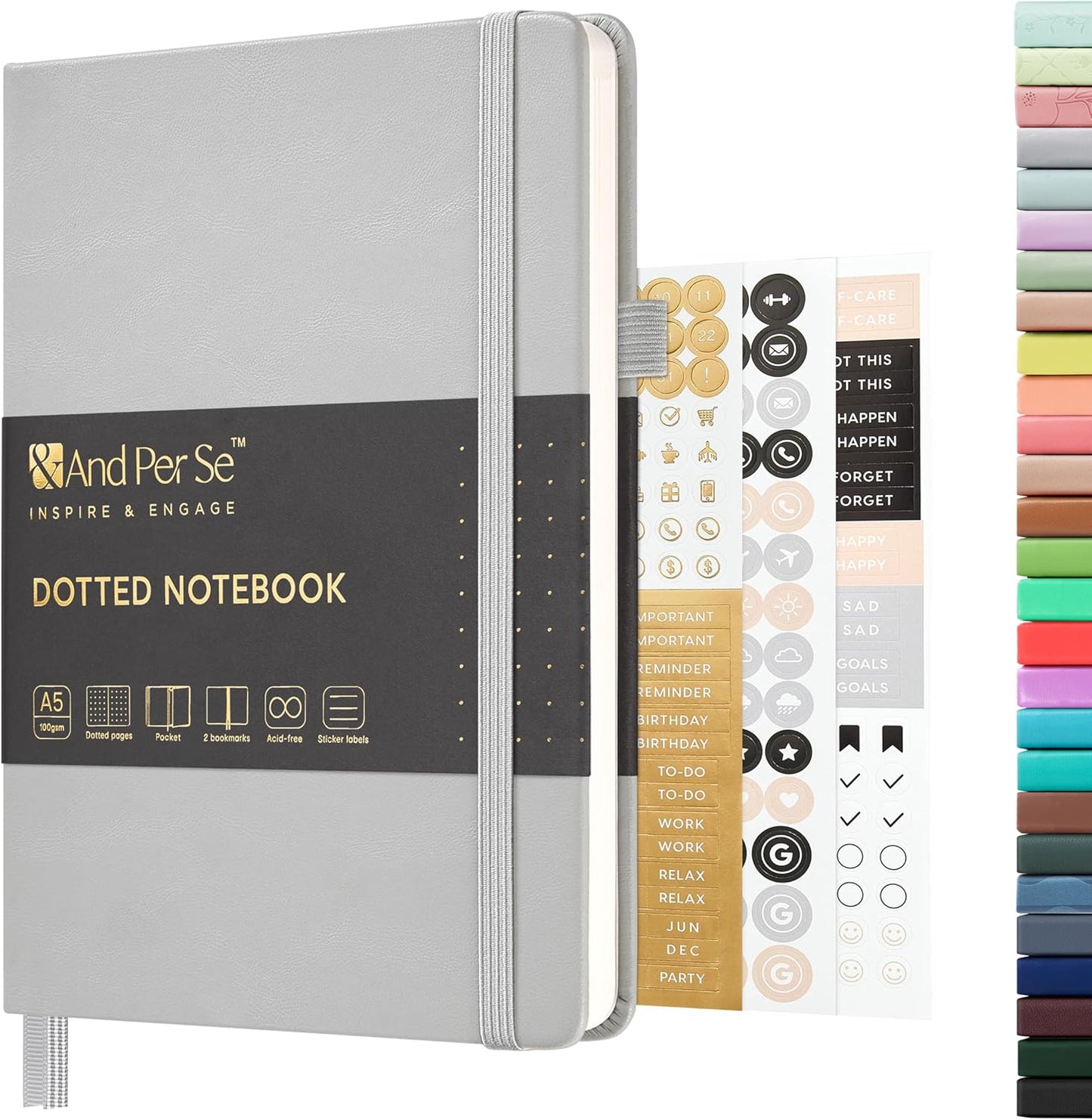 &And Per Se Lined Journal Notebook, 160 Pages, A5 5.7 x 8 inches College Ruled Thick Paper Notebook Journals for Writing, Hardcover Notebooks for Women Men Office School (1 Pack, Green) - Colors A