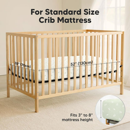 2-Pack Waterproof Crib Sheets for Boys, Girls - 52x28 Fitted Organic Cotton Baby Crib Sheets, Toddler Mattress Protector Cover, Washable, Soft & Durable Baby Bedding Essentials(Pine Grove)