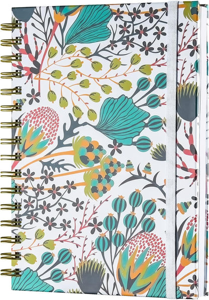 Spiral Notebook, 4 Pack A5 Lined Journal for Women, Hardcover Spiral Journal with 2 Pockets, College Ruled Notebooks, Cute Notebook for Office, School Supplies, Gifts (160 Pages, 6.3" x 8.46")