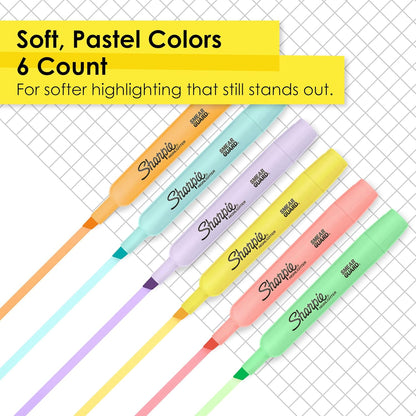 Sharpie® Tank-Style Highlighters, Chisel Tip, Mild Pastel Barrels, Mild Pastel Inks, Pack Of 6 Highlighters