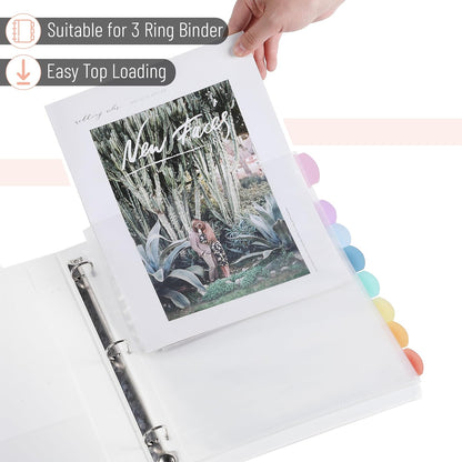 Mr. Pen- Clear Sheet Protectors with Tabs, 8.5x11 Inches, 8 Tabs, 2 Sets, Durable Clear Plastic Dividers for 3 Ring Binders, Insertable Index Page Divider with Multicolor Tabs