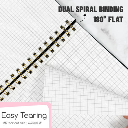 Lined Spiral Notebook B5 Black Journal 7.48'' X 10.18''-4 Pack 7mm College Ruled Hardcover Notebooks 160 Pages 100GSM Thick Paper for Note Taking School Office Supplies