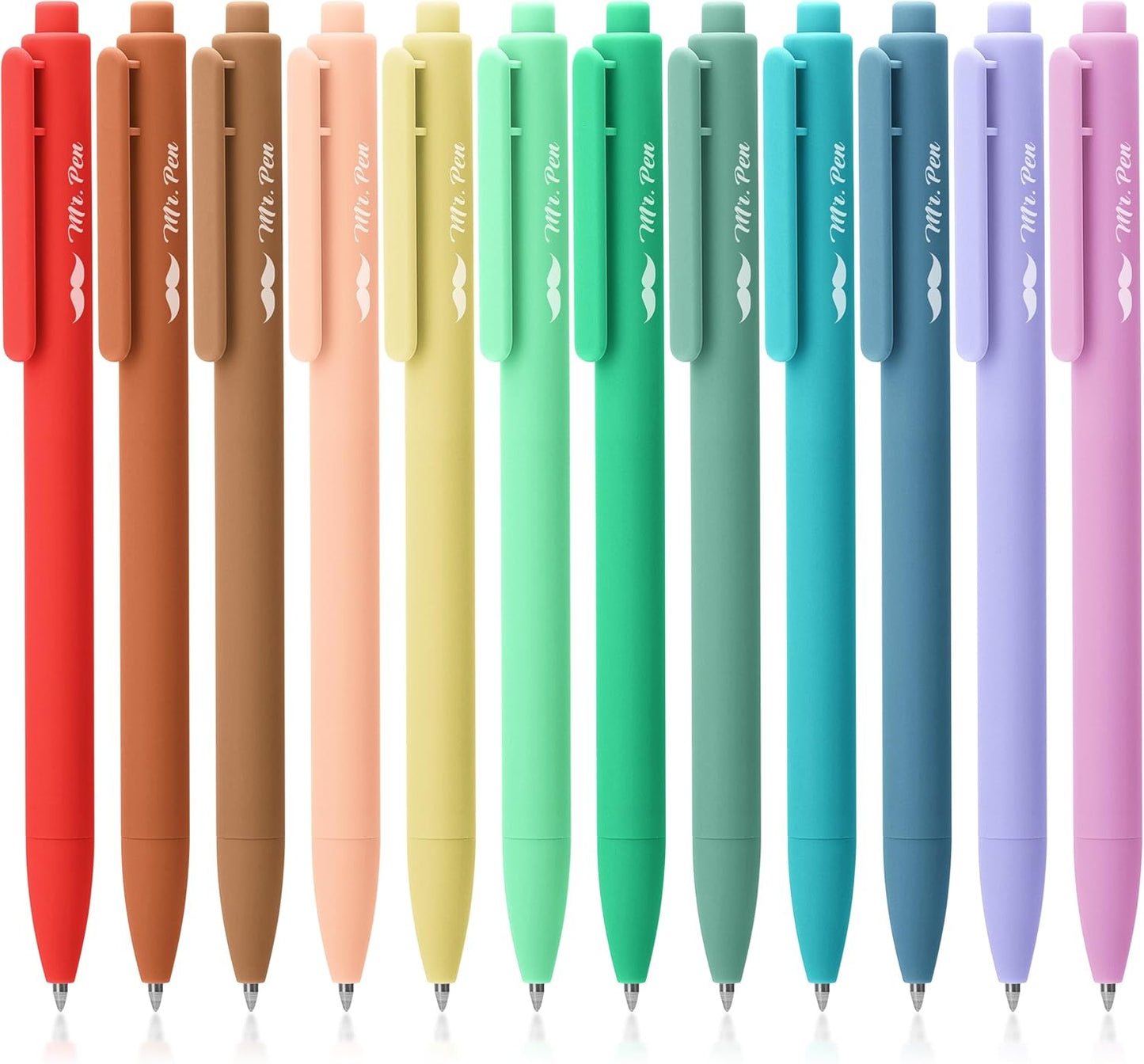 Mr. Pen- Retractable Gel Pens, 12 Pack, Colorful Ink, Fine Point 0.7mm, Fast Dry, Smooth Writing, Cute Pens for Drawing, Writing Planner and School Supplies