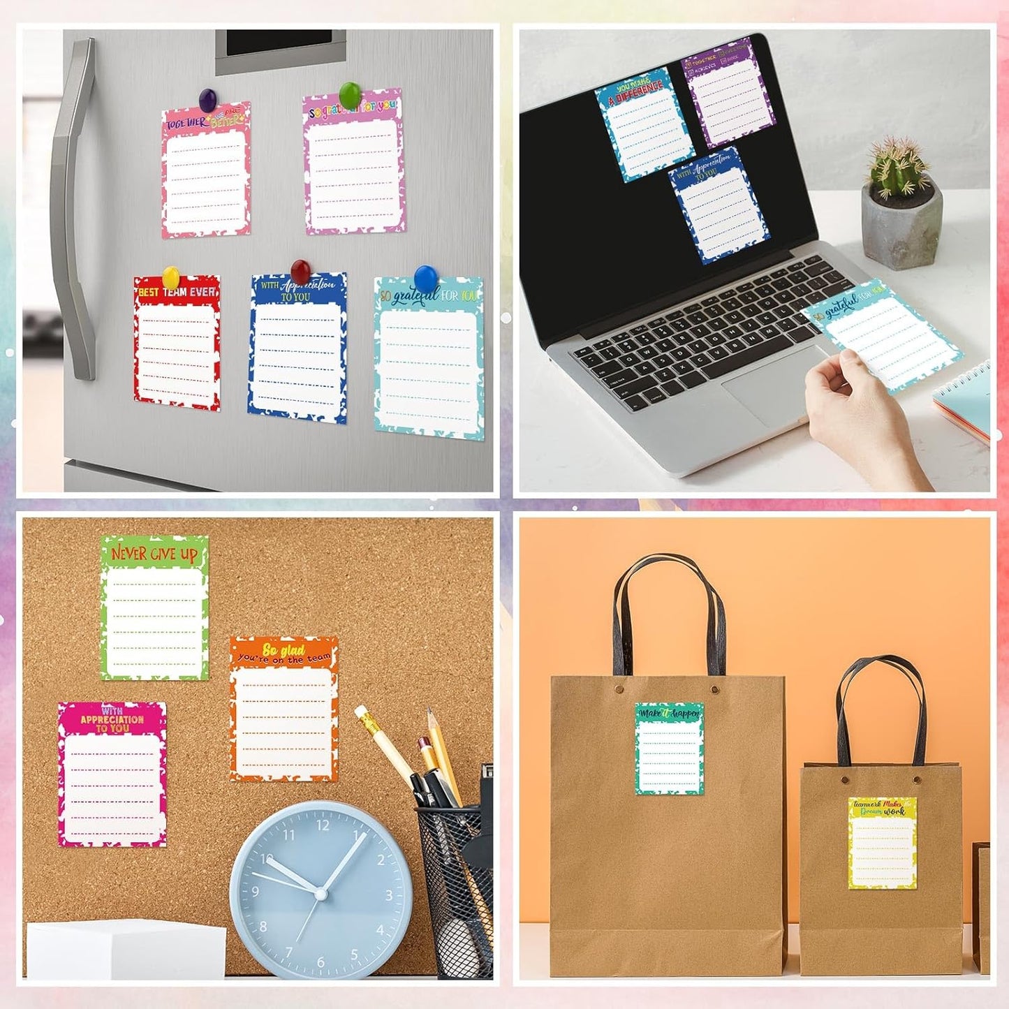 Yinder 24 Pack Inspirational Sticky Notes Motivational Notepads Appreciation Sticky Notes Funny Memo Pads Positive Note Bulk 3 x 4 Gift for Women Nurse Teacher Office Supplies(Black,Inspirational)