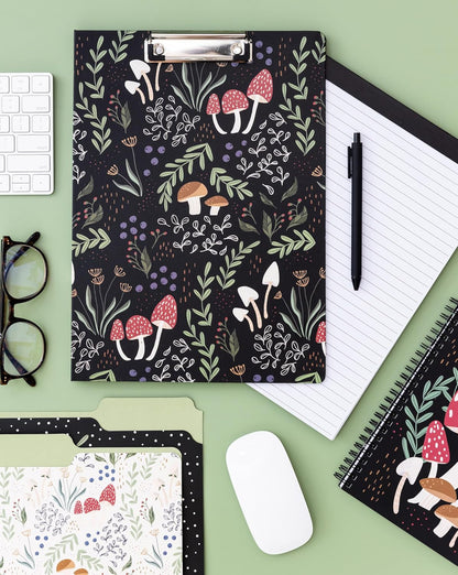 Steel Mill & Co Cute Clipboard Folio with Refillable Lined Notepad and Interior Storage Pocket, Floral Padfolio for Work, Garden Blooms Cream