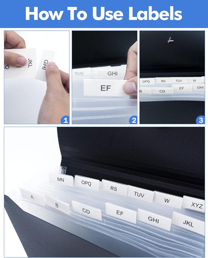 Expanding File Folder with Tabs, 13 Pockets File Organizer Accordion File Holder ，with Elastic Buckles Closure, A4 Paper Document Organizer for Home School Office