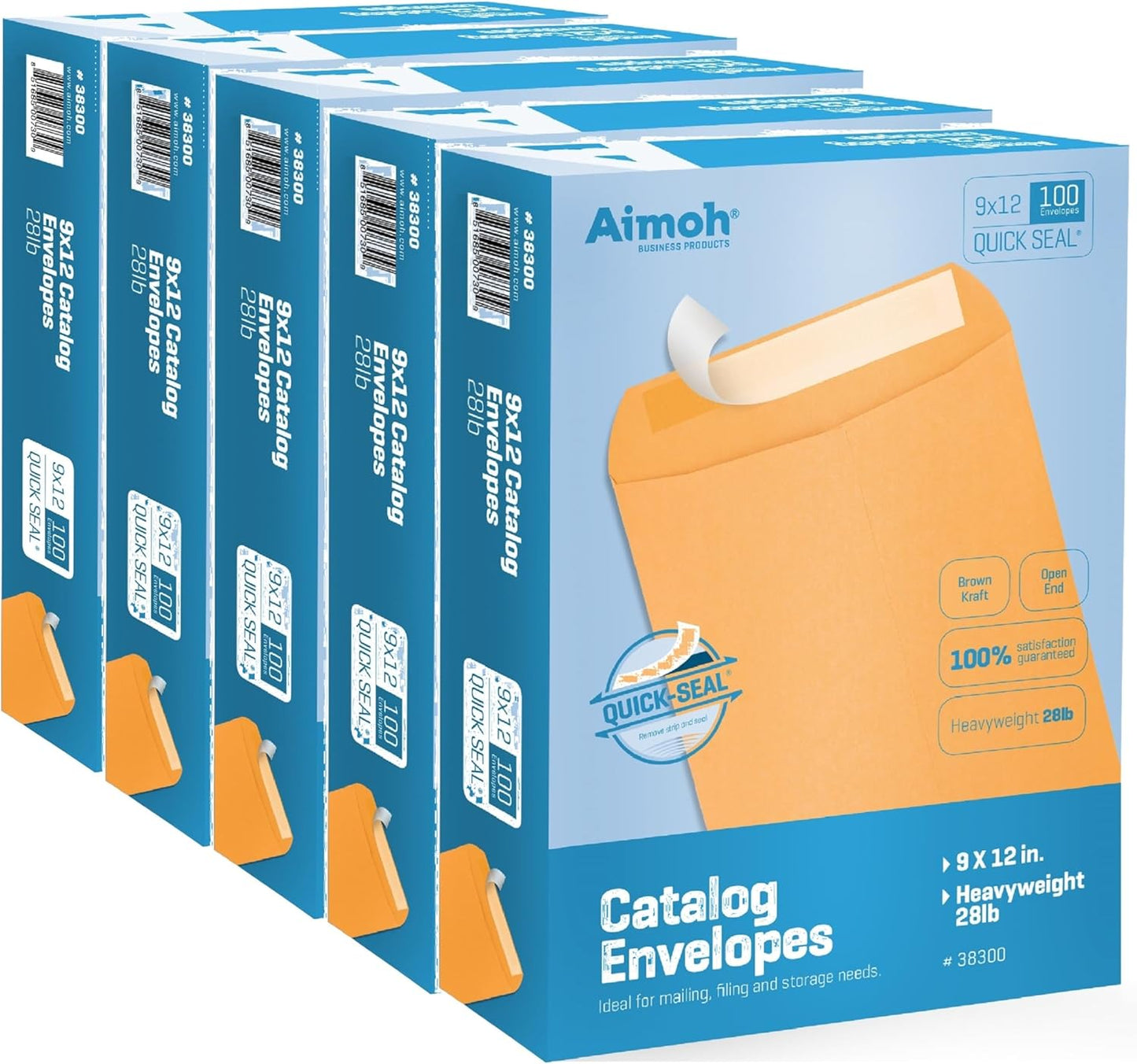 Aimoh 9 X 12 Self-Seal Brown Kraft Catalog Mailing Envelopes - 28lb - 100 Count, 9x12 Inch (38300)