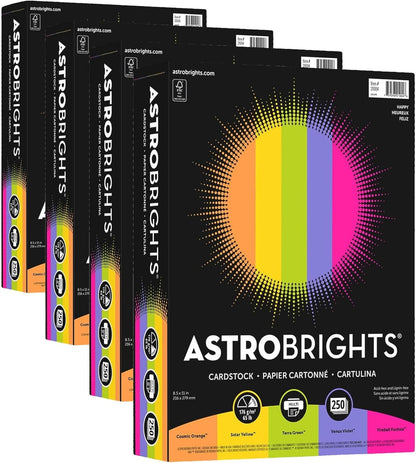 Astrobrights® Color Card Stock, Happy Assortment, Letter (8.5" x 11"), 65 Lb, Pack Of 250