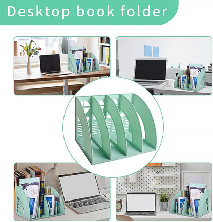 SAYEEC 2Pcs Magazine Holder Plastic File Sorter Binder Holder for Desk Folder Organizer Stand Book Shelf Dividers Vertical Filling Storage Rack Desktop Bookshelf Display Box for Office School (Black)