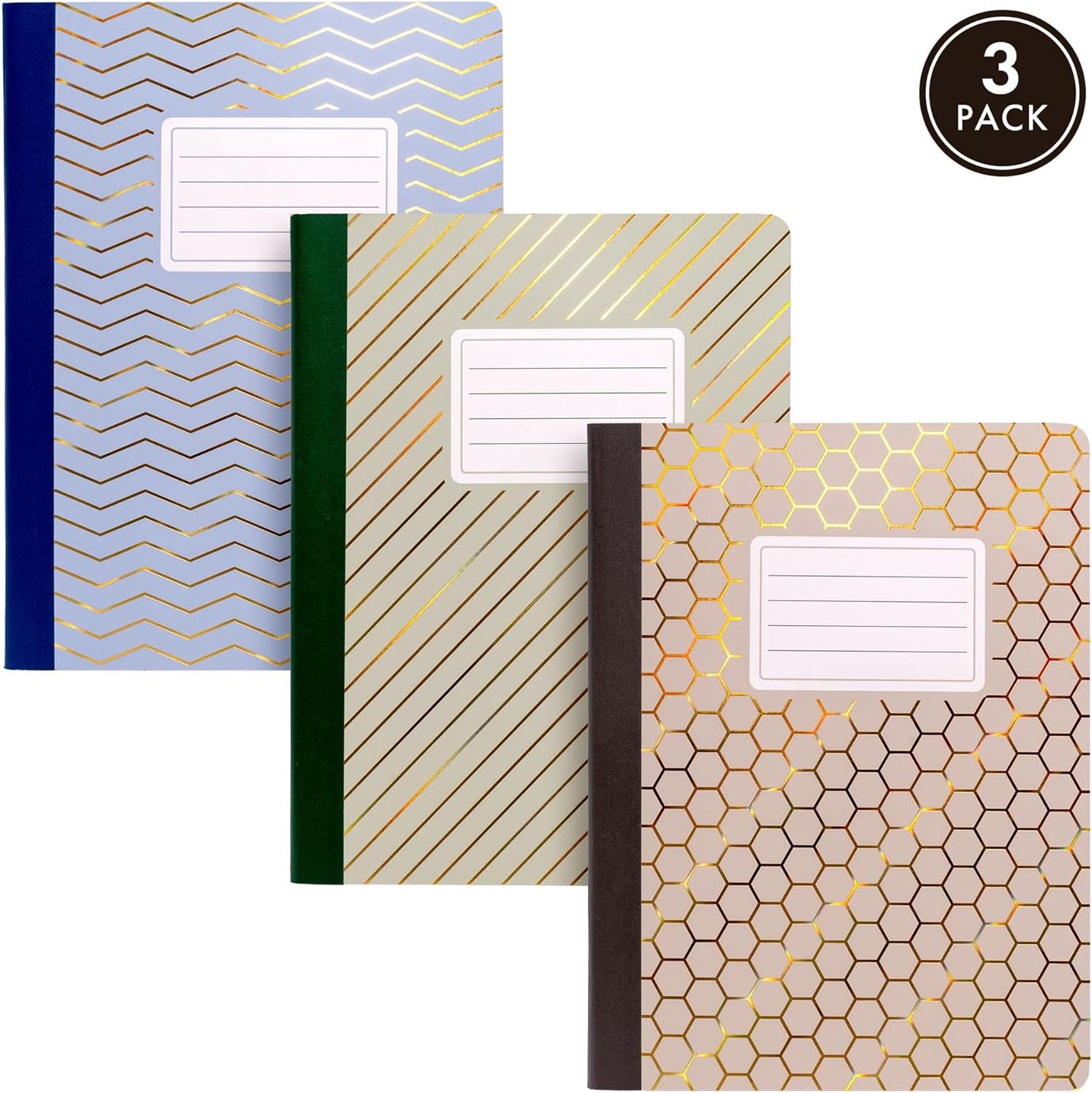 Pukka Pad, Composition Notebooks - 3 Pack of Journals Featuring 140 Pages of College Ruled 80GSM Paper with Sturdy Cover Stock - 9.75 x 7.5in - Bloom