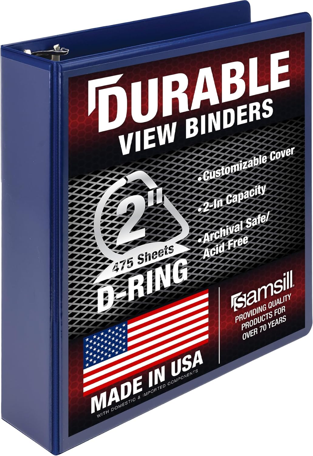 Samsill Durable 4 inch 3 Ring Binder, D Ring Binder, 100% Recycled Chipboard, Black, 2 Pack