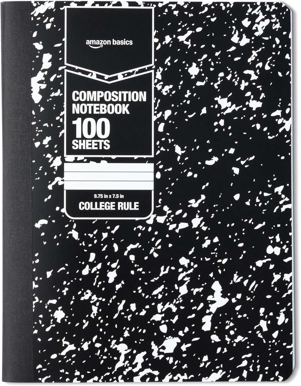Amazon Basics Composition Notebook, College Ruled, 100 Sheets, 9.75" x 7.5", Assorted Marble Colors, 12-Pack