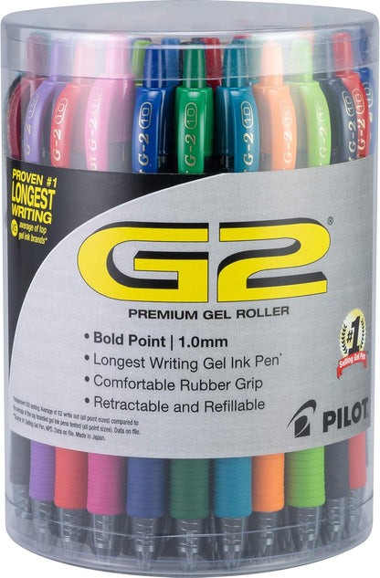Pilot G2 Premium Retractable Gel-Ink Rolling Ball Pens, Bold Point (1.0mm), 1.0 Gel Pens, Assorted, 8-Pack - Ideal for School, Journaling, & Office Writing