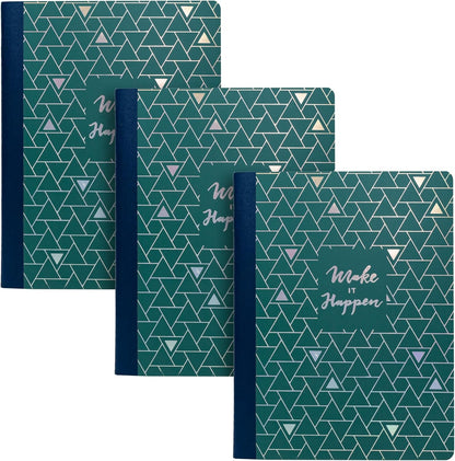 Pukka Pad, Composition Notebooks - 3 Pack of Journals Featuring 140 Pages of College Ruled 80GSM Paper with Sturdy Cover Stock - 9.75 x 7.5in - Bloom