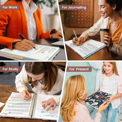 Hardcover Spiral Journal Notebooks for Work With Removable Dividers & Tabs, 8.5"x11" 5 Subject Notebook for Note Taking & Organizer, A4 College Ruled Lined Journal for Women & Writing, Aquamarine, 280 Pages