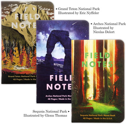 Field Notes: Original Kraft 3-Pack - Mixed Paper (1 Graph/Grid, 1 Ruled/Lined, 1 Plain/Blank) Memo Books - 48 Page Pocket Notebooks - 3.5" x 5.5"