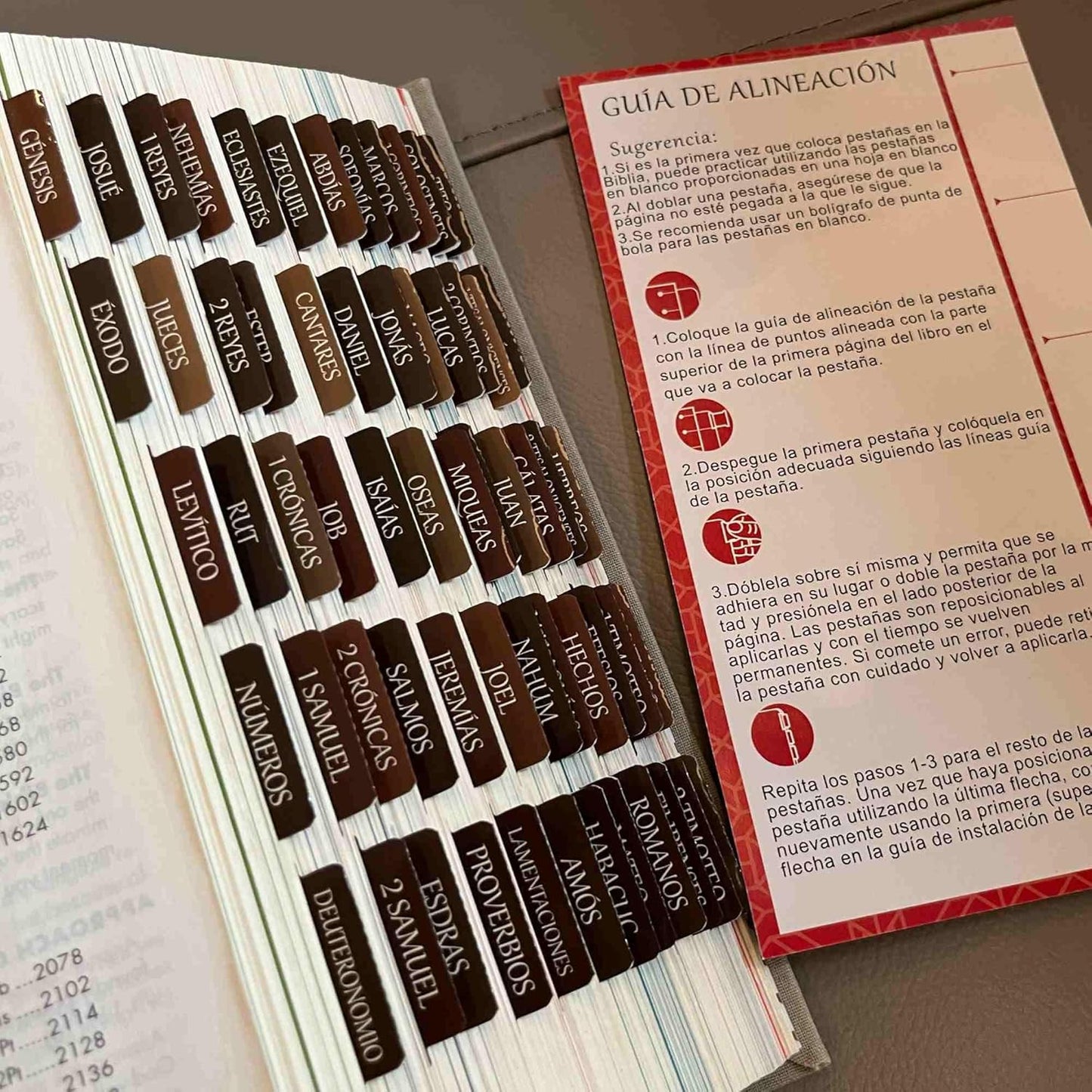 Thinkor Reposition Laminated Bible Tabs, Large Print Stickers, Easy to Read & Apply Bible Tabs for Women & Man (Earthy Brown)
