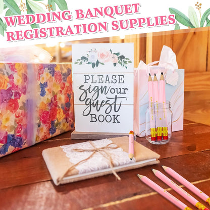 Crtiin 50 Pcs Bridal Shower Pencils Half Golf Wedding Pencils with Eraser 4 Inch Short Pocket Pre Sharpened for Wedding Game Bridal Shower Presents Classroom School(Wood Color)