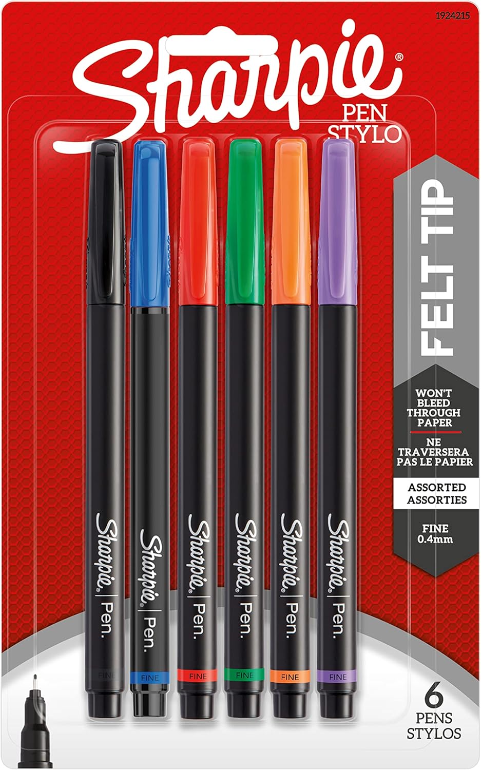 Sharpie Pen, Fine Point, 6-Pack, Assorted Colors (1924215)