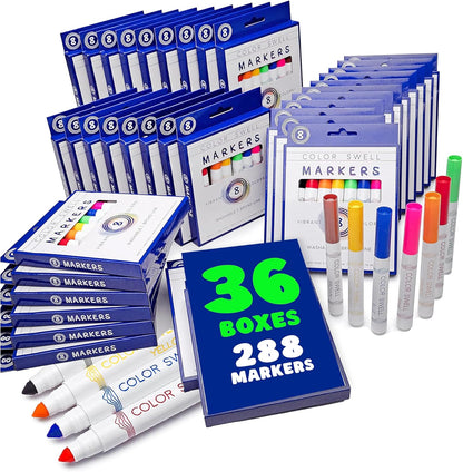 Color Swell 8-Pack Broad Line Markers – Washable, Non-Toxic, Ideal for Kids, Students, Adults, and Classroom Activities