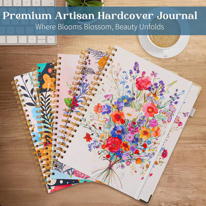 College Ruled Notebook - Hardcover Spiral Notebook 8.5" x 11" - Lined Journal Notebook for Women - A4 Large Notebooks for Writing - Pretty Journal Flower Notebook for Work - Diary - 24 Tabs - Red