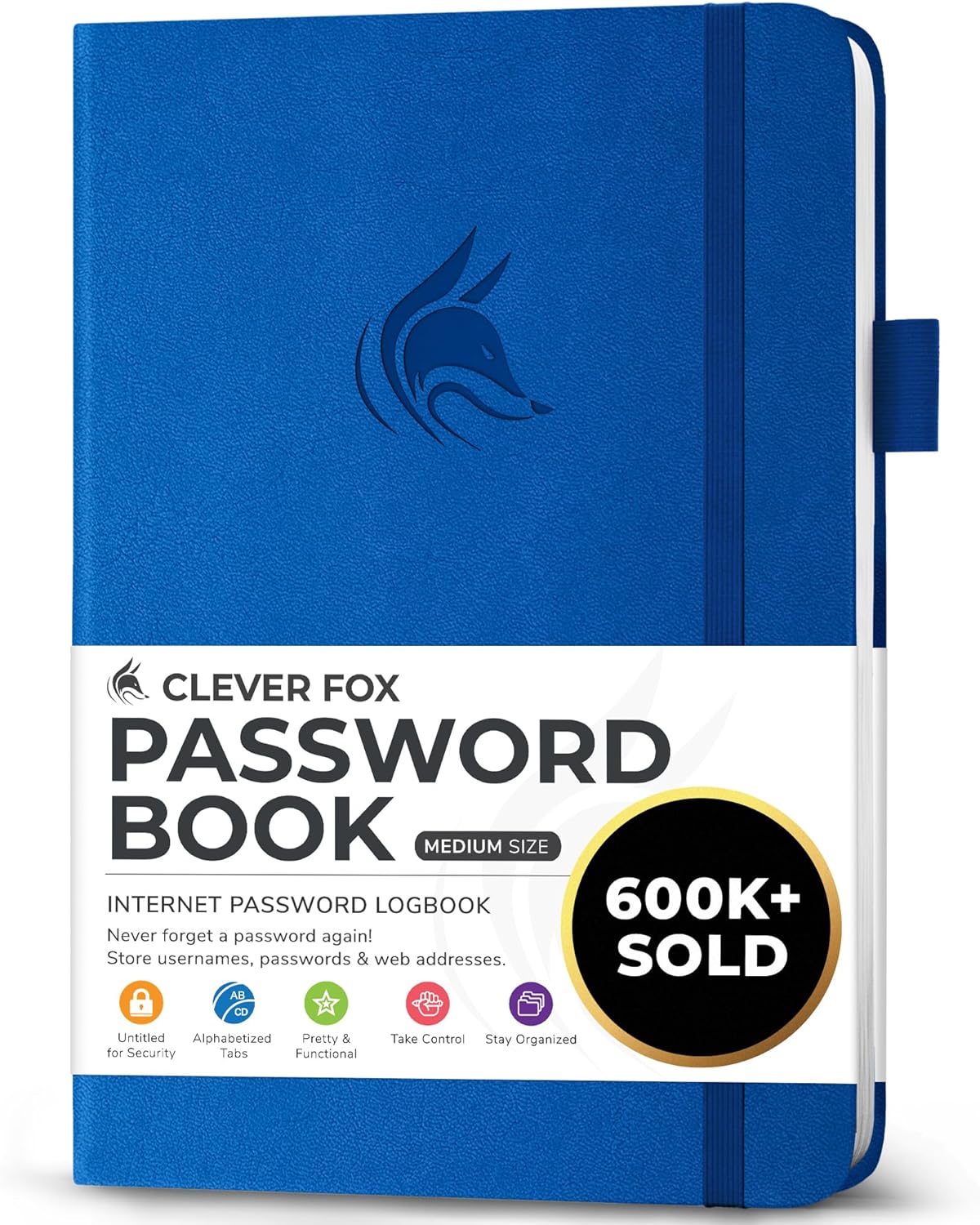 Clever Fox Password Book with alphabetical tabs. Internet Address Organizer Logbook. Small Pocket Password Keeper for Website Logins (Orange)