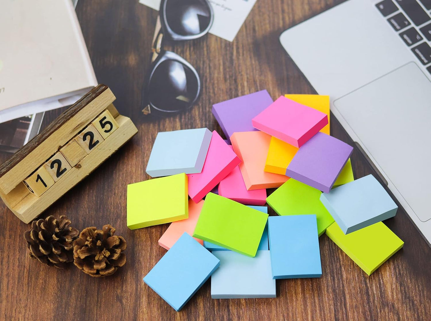 (24 Pads) Sticky Notes 1.5x2 in, 8 Colors Post Self Sticky Notes Pad Its, Bright Post Stickies Colorful Sticky Notes for Office, Home, School, Meeting, 75 Sheets/pad